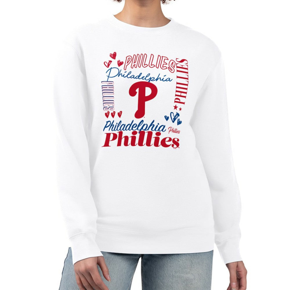 Philadelphia Phillies G-III 4Her by Carl Banks Women's Collage Team Graphic Fleece Pullover Hoodie White