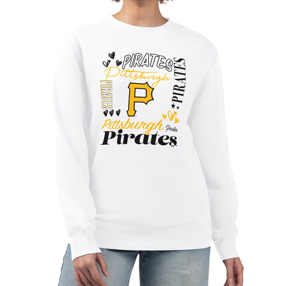 Pittsburgh Pirates G-III 4Her by Carl Banks Women's Collage Team Graphic Fleece Pullover Hoodie White
