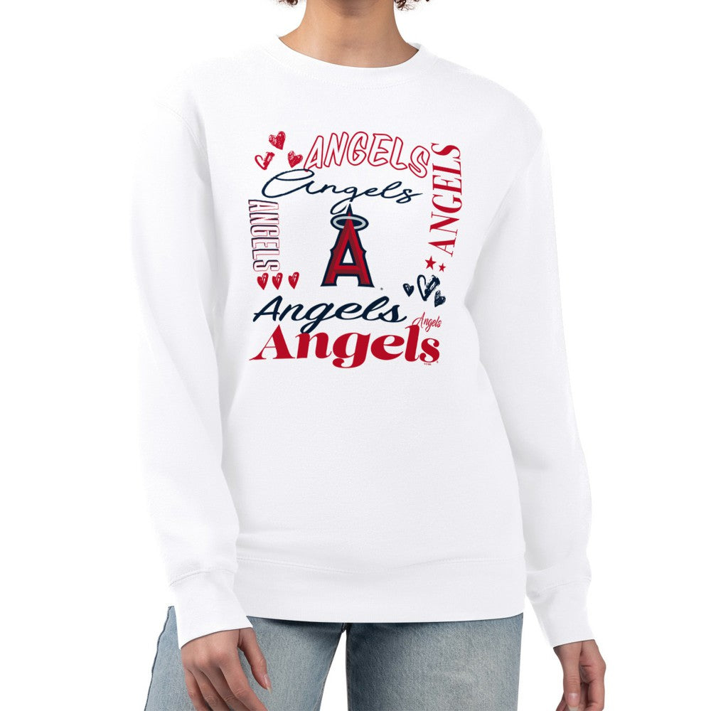 Los Angeles Angels G-III 4Her by Carl Banks Women's Collage Team Graphic Fleece Pullover Hoodie White