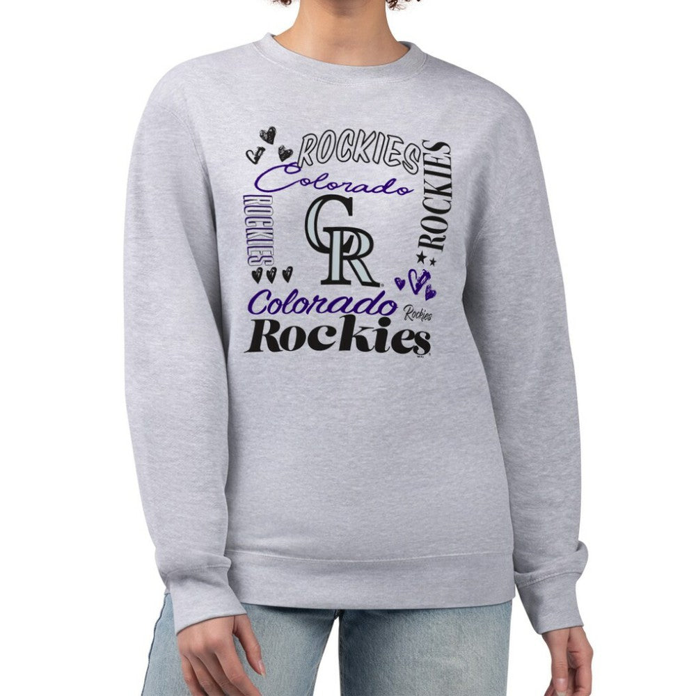 Colorado Rockies G-III 4Her by Carl Banks Women's Collage Team Graphic Fleece Pullover Hoodie Heather Gray