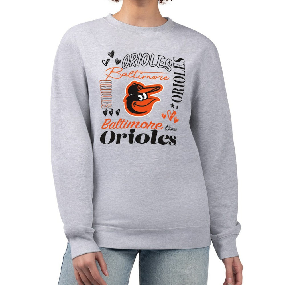 Baltimore Orioles G-III 4Her by Carl Banks Women's Collage Team Graphic Fleece Pullover Hoodie Heather Gray
