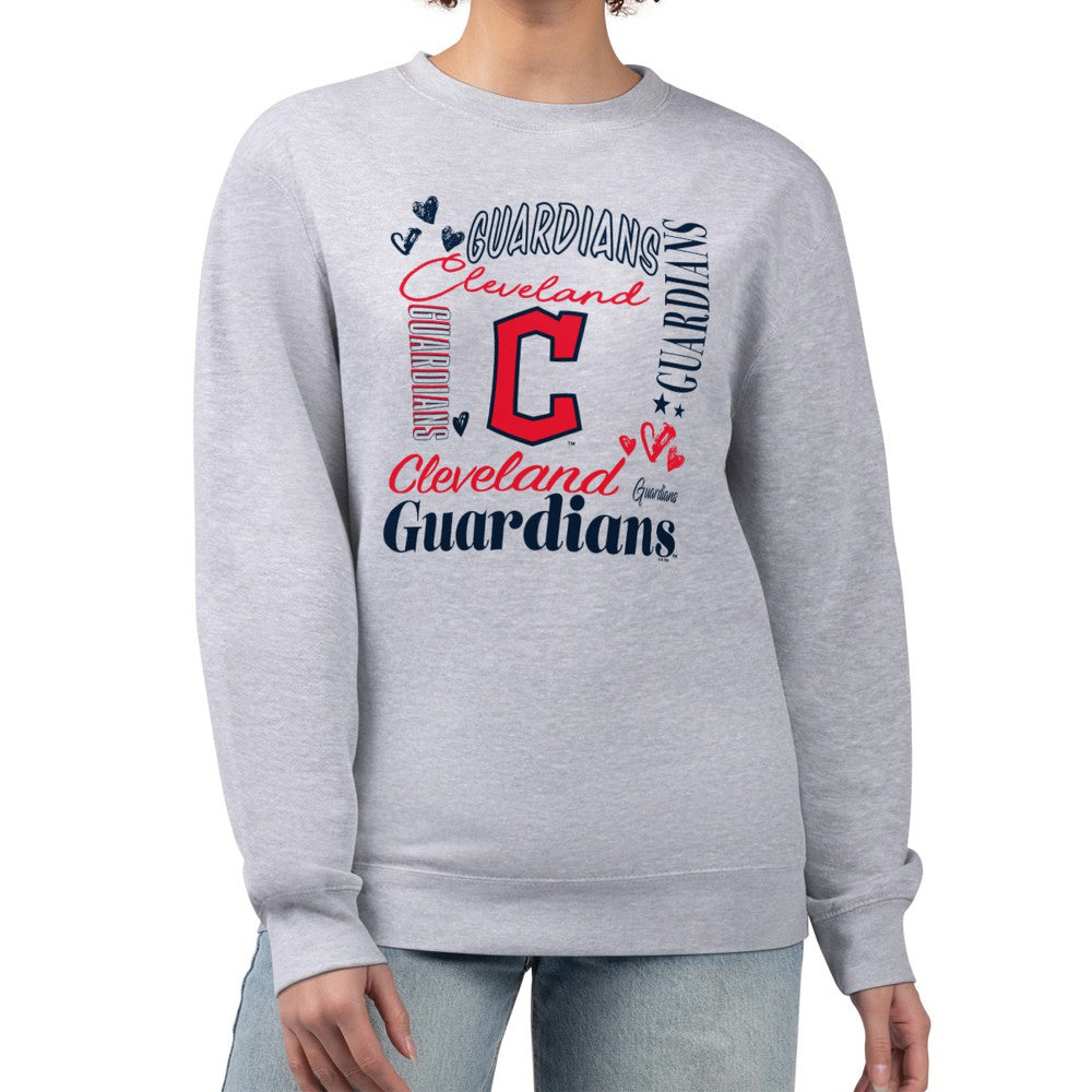 Cleveland Guardians G-III 4Her by Carl Banks Women's Collage Team Graphic Fleece Pullover Hoodie Heather Gray