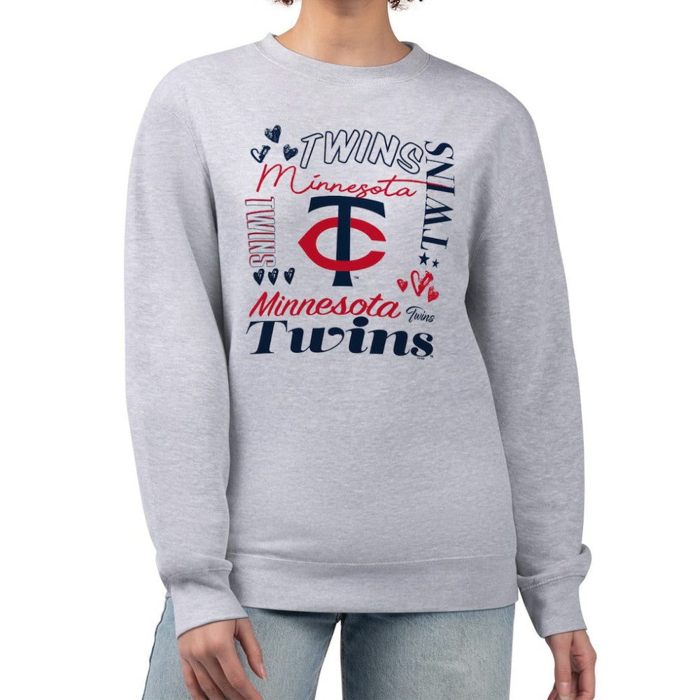 Minnesota Twins G-III 4Her by Carl Banks Women's Collage Team Graphic Fleece Pullover Hoodie Heather Gray