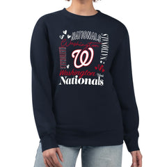 Washington Nationals G-III 4Her by Carl Banks Women's Collage Team Graphic Fleece Pullover Hoodie Navy