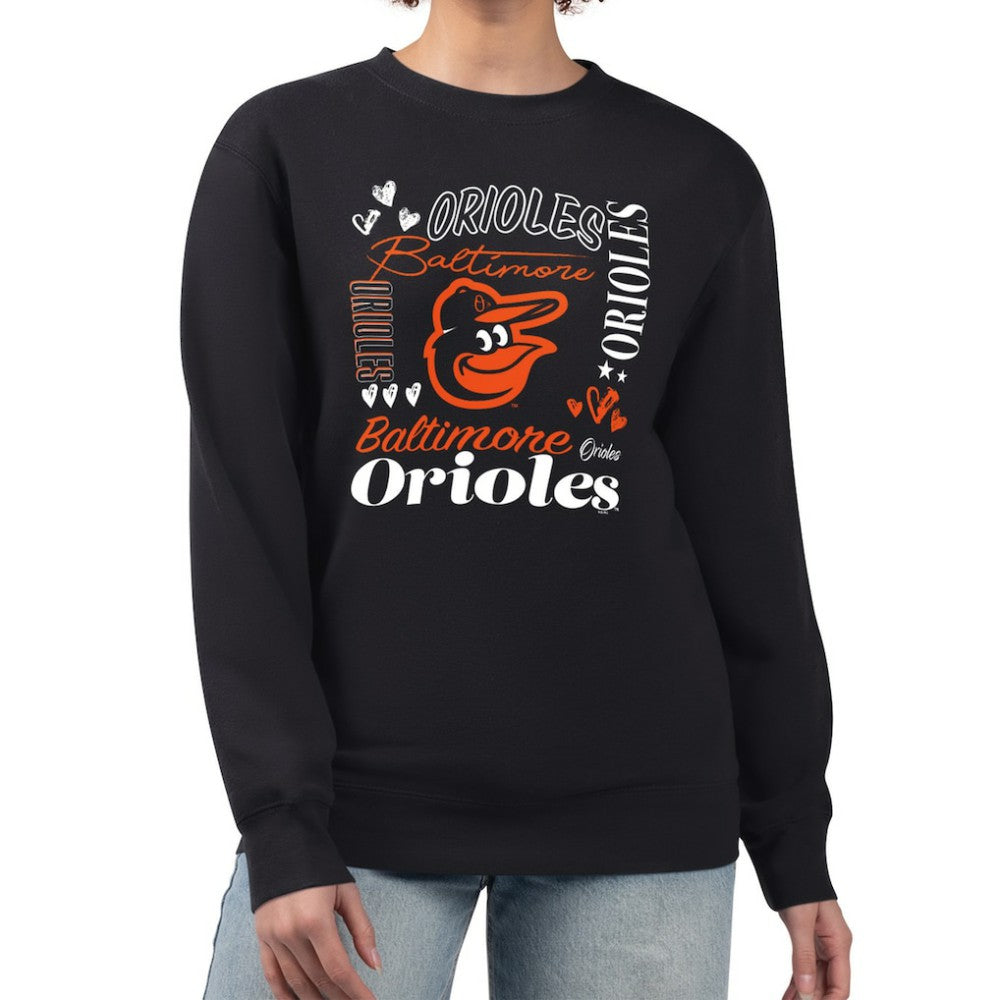 Baltimore Orioles G-III 4Her by Carl Banks Women's Collage Team Graphic Fleece Pullover Hoodie Black