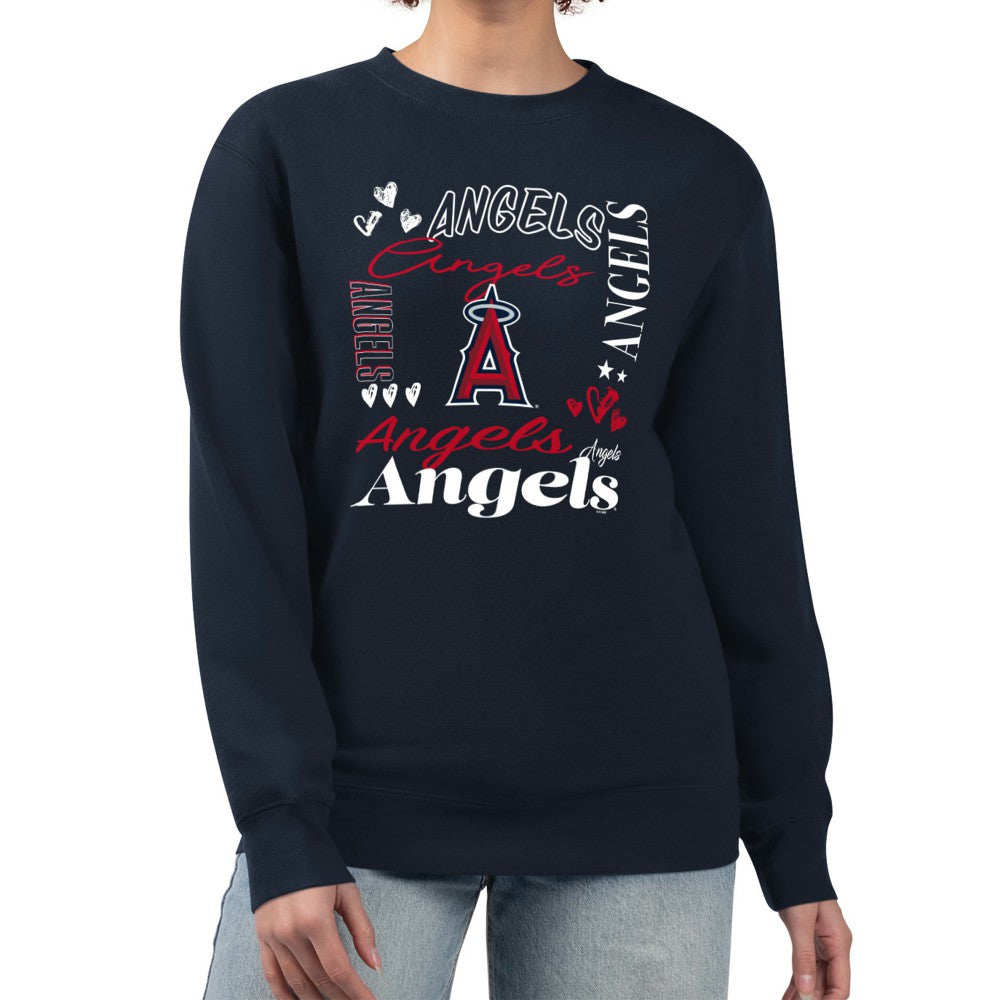 Los Angeles Angels G-III 4Her by Carl Banks Women's Collage Team Graphic Fleece Pullover Hoodie Navy