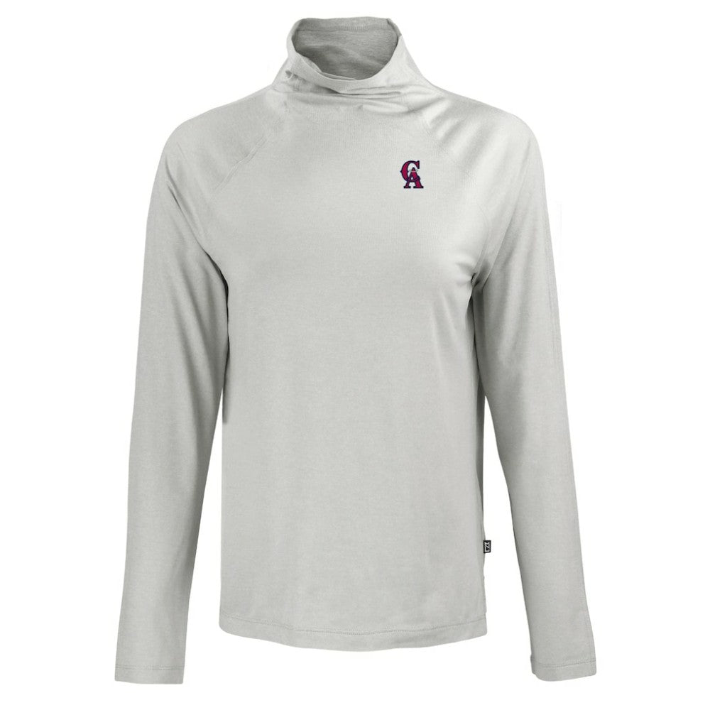 California Angels Cutter & Buck Women's Cooperstown Collection Coastline Epic Comfort Eco Recycled Funnel Neck Raglan Pullover Top Gray