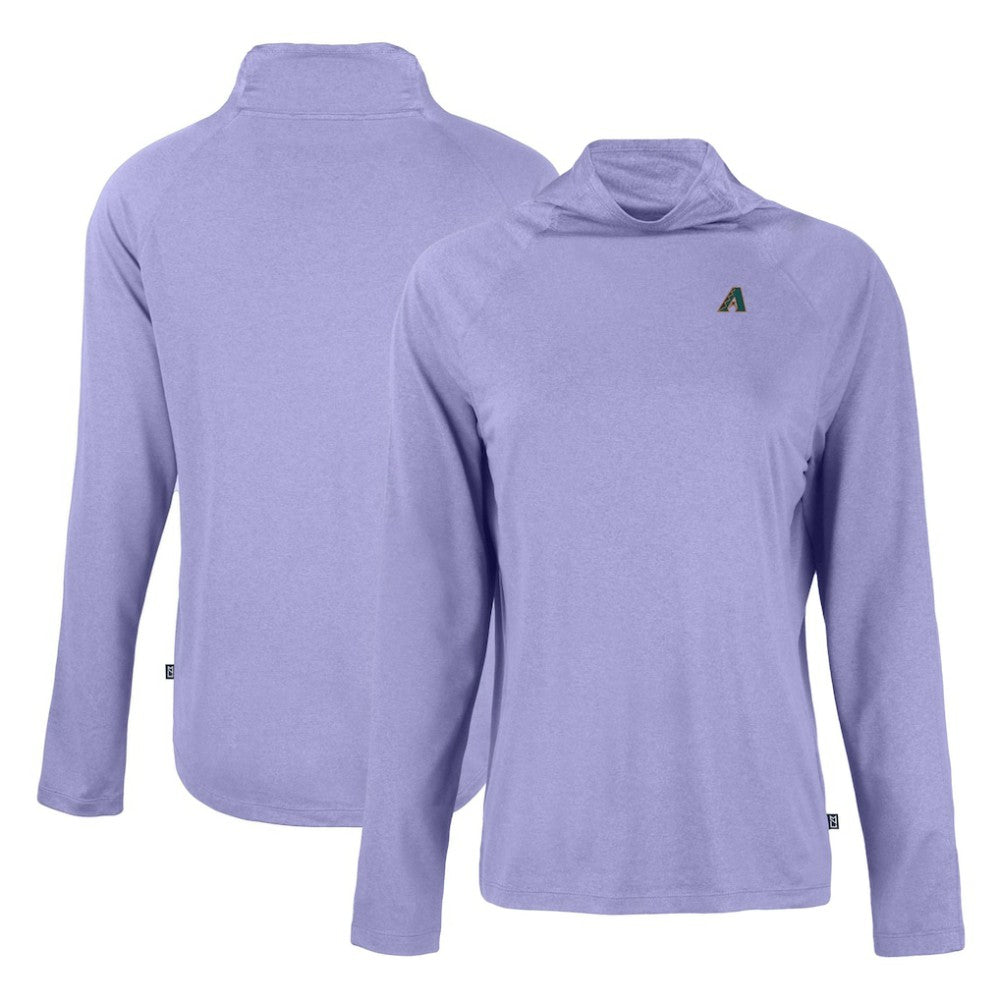 Arizona Diamondbacks Cutter & Buck Women's Cooperstown Collection Coastline Epic Comfort Eco Recycled Funnel Neck Raglan Pullover Top Purple