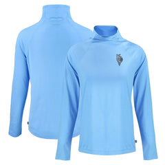 Kansas City Royals Cutter & Buck Women's City Connect Coastline Epic Comfort Eco Recycled Funnel Neck Raglan Pullover Top Powder Blue