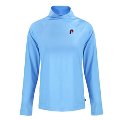 Philadelphia Phillies Cutter & Buck Women's Cooperstown Collection Coastline Epic Comfort Eco Recycled Funnel Neck Raglan Pullover Top Powder Blue
