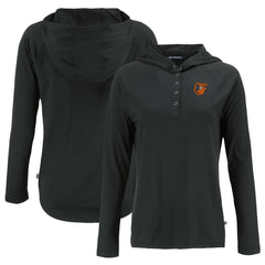 Baltimore Orioles Cutter & Buck Women's  Coastline Epic Comfort Eco Recycled Hoodie Raglan Long Sleeve T-Shirt Black