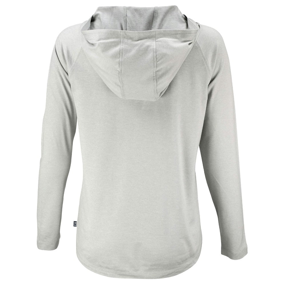 Cincinnati Reds Cutter & Buck Women's Cooperstown Collection Coastline Epic Comfort Eco Recycled Hoodie Raglan Long Sleeve T-Shirt Gray