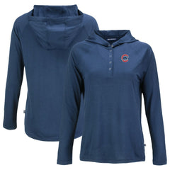 Chicago Cubs Cutter & Buck Women's  Coastline Epic Comfort Eco Recycled Hoodie Raglan Long Sleeve T-Shirt Navy