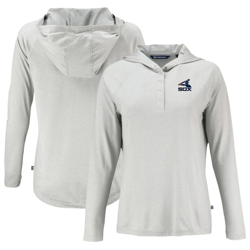 Chicago White Sox Cutter & Buck Women's Cooperstown Collection Coastline Epic Comfort Eco Recycled Hoodie Raglan Long Sleeve T-Shirt Gray