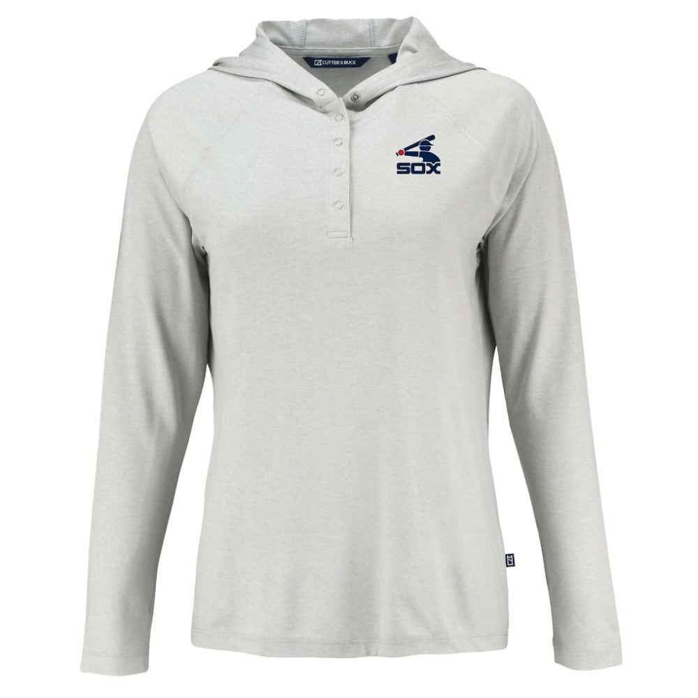Chicago White Sox Cutter & Buck Women's Cooperstown Collection Coastline Epic Comfort Eco Recycled Hoodie Raglan Long Sleeve T-Shirt Gray
