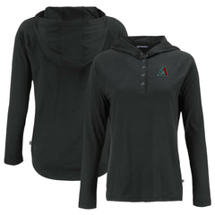 Arizona Diamondbacks Cutter & Buck Women's  Coastline Epic Comfort Eco Recycled Hoodie Raglan Long Sleeve T-Shirt Black