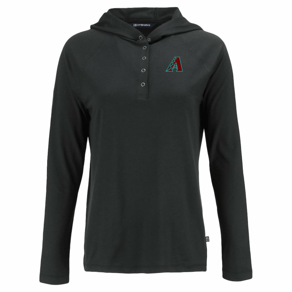 Arizona Diamondbacks Cutter & Buck Women's  Coastline Epic Comfort Eco Recycled Hoodie Raglan Long Sleeve T-Shirt Black