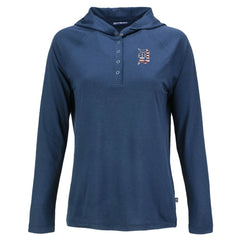 Detroit Tigers Cutter & Buck Women's Stars And Stripes Coastline Epic Comfort Eco Recycled Hoodie Raglan Long Sleeve T-Shirt Navy