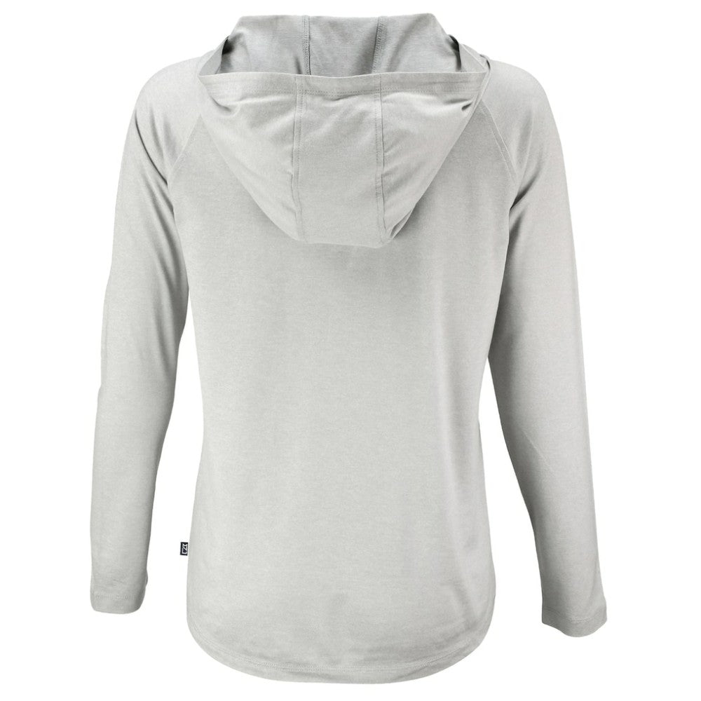 Cleveland Guardians Cutter & Buck Women's  Coastline Epic Comfort Eco Recycled Hoodie Raglan Long Sleeve T-Shirt Gray