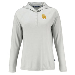San Diego Padres Cutter & Buck Women's  Coastline Epic Comfort Eco Recycled Hoodie Raglan Long Sleeve T-Shirt Gray