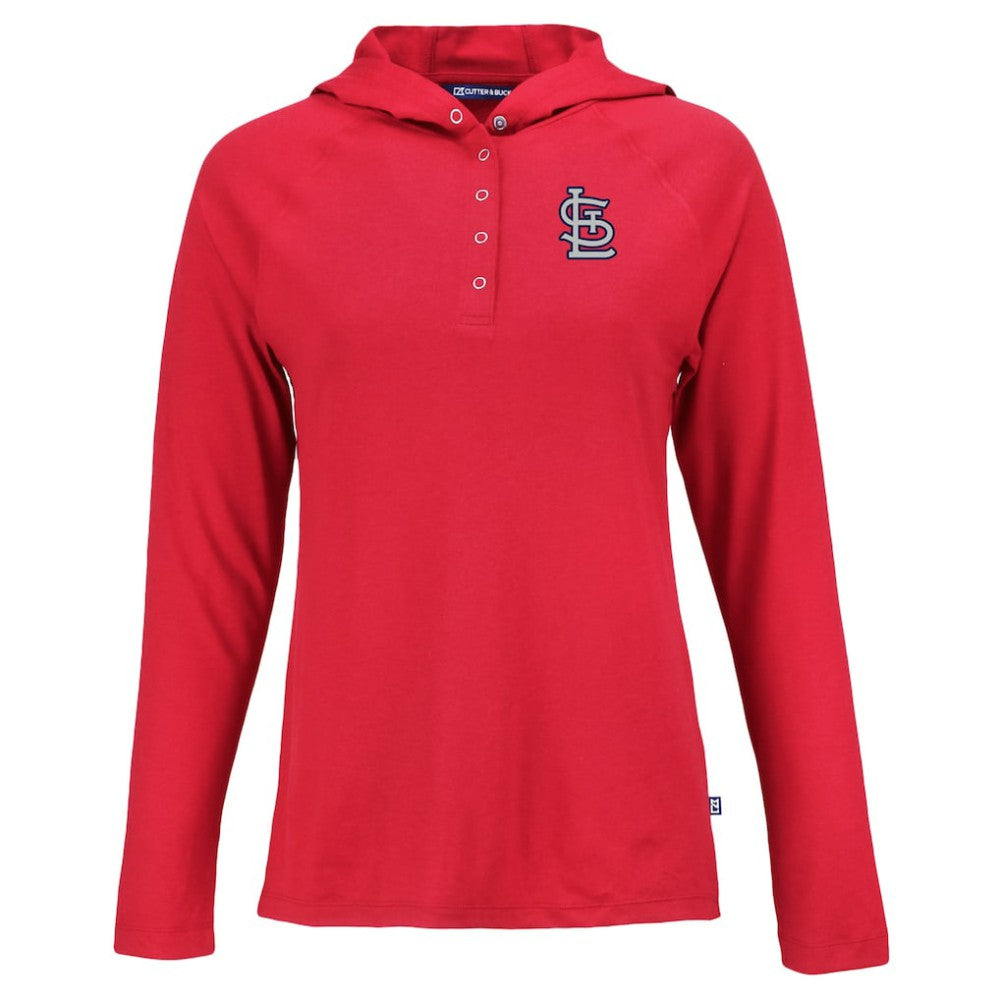St. Louis Cardinals Cutter & Buck Women's  Coastline Epic Comfort Eco Recycled Hoodie Raglan Long Sleeve T-Shirt Red