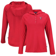 Texas Rangers Cutter & Buck Women's  Coastline Epic Comfort Eco Recycled Hoodie Raglan Long Sleeve T-Shirt Red