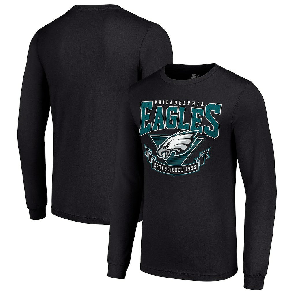 Philadelphia Eagles Starter '80s Inspired Team Logo Long Sleeve T-Shirt - Black on sale