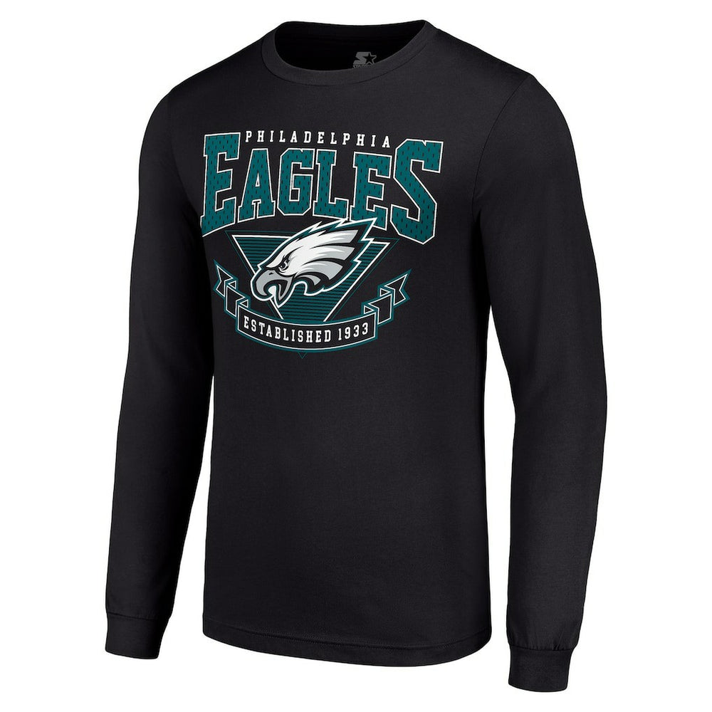 Philadelphia Eagles Starter '80s Inspired Team Logo Long Sleeve T-Shirt - Black on sale