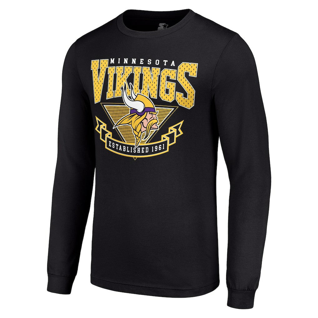 Minnesota Vikings Starter '80s Inspired Team Logo Long Sleeve T-Shirt - Black on sale