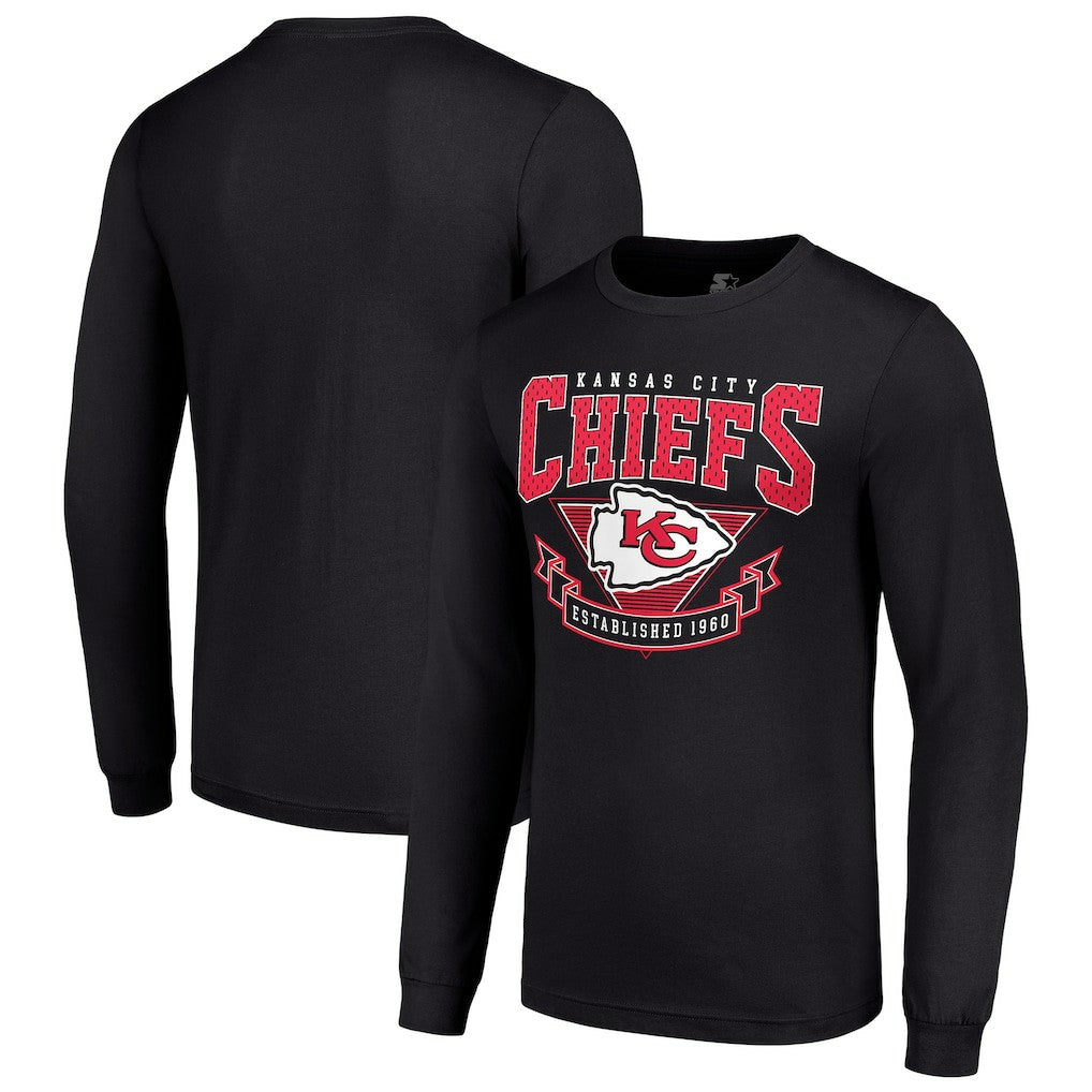 Kansas City Chiefs Starter '80s Inspired Team Logo Long Sleeve T-Shirt - Black on sale