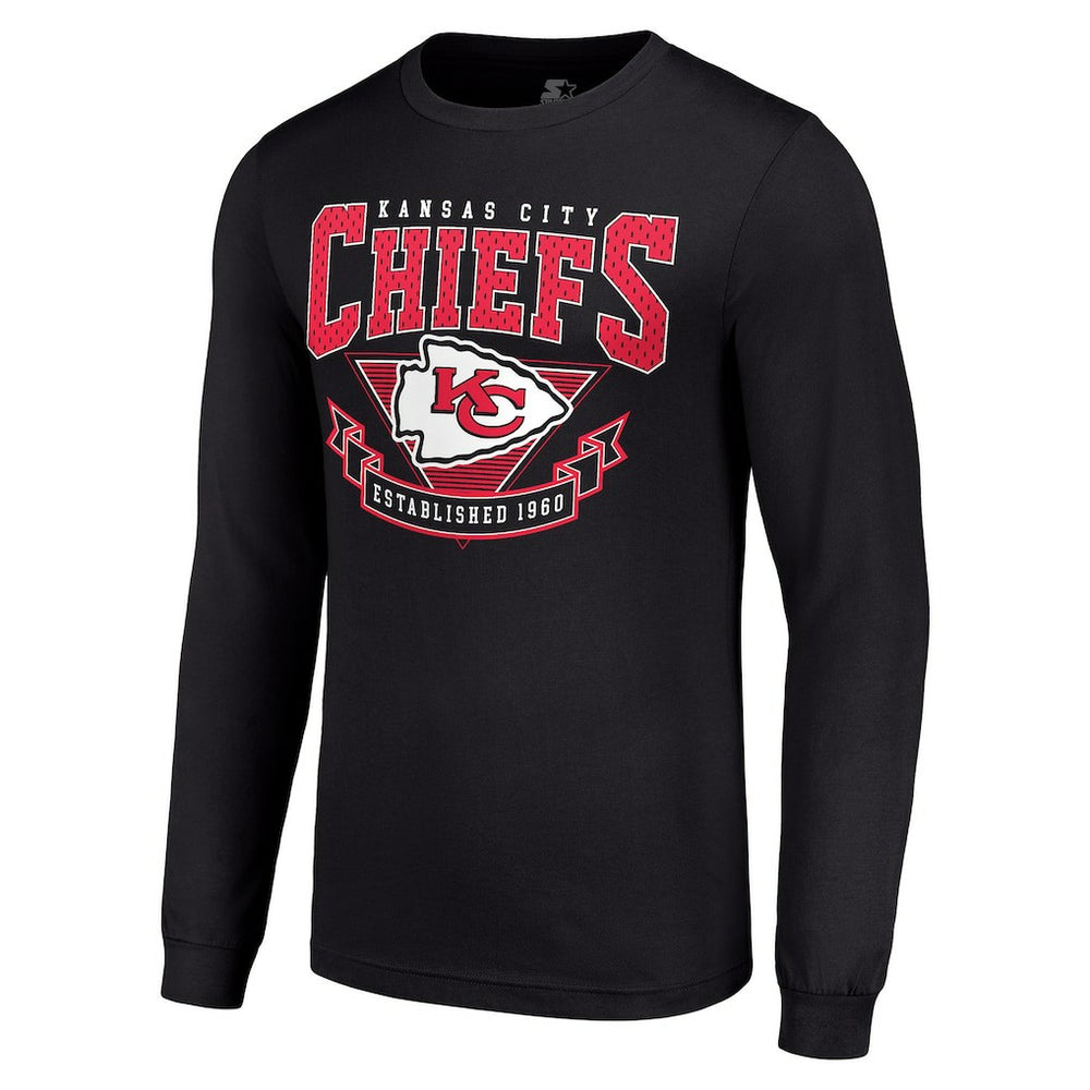 Kansas City Chiefs Starter '80s Inspired Team Logo Long Sleeve T-Shirt - Black on sale