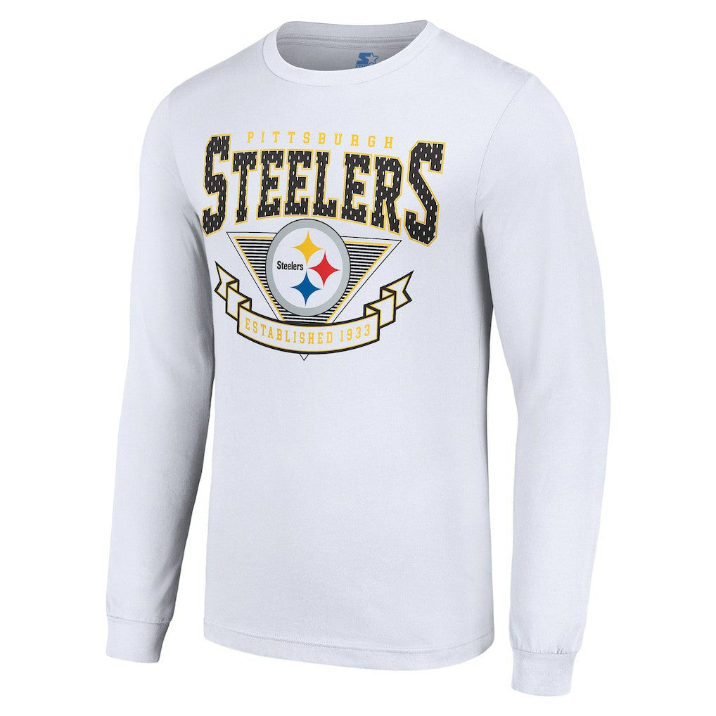Pittsburgh Steelers Starter '80s Inspired Team Logo Long Sleeve T-Shirt - White for sale