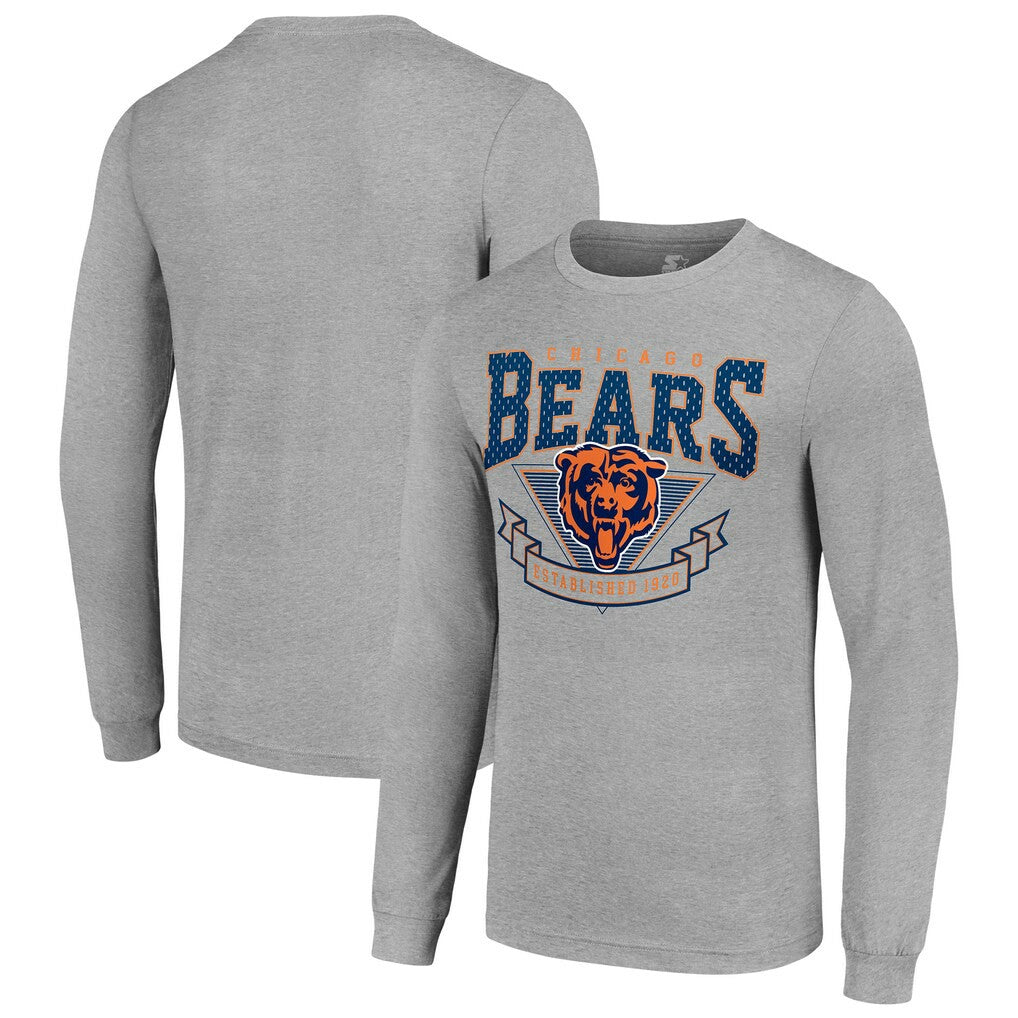 Chicago Bears Starter '80s Inspired Team Logo Long Sleeve T-Shirt - Heather Gray discount