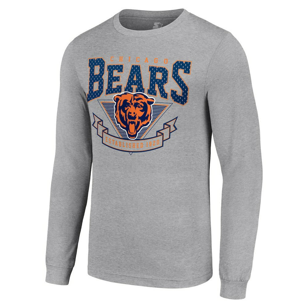 Chicago Bears Starter '80s Inspired Team Logo Long Sleeve T-Shirt - Heather Gray discount
