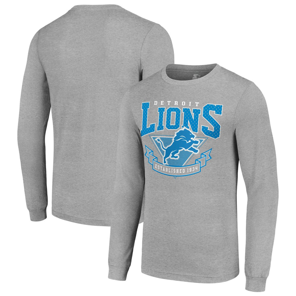 Detroit Lions Starter '80s Inspired Team Logo Long Sleeve T-Shirt - Heather Gray discount