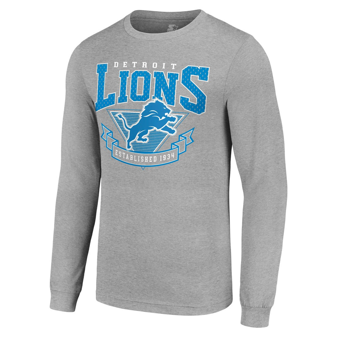 Detroit Lions Starter '80s Inspired Team Logo Long Sleeve T-Shirt - Heather Gray discount