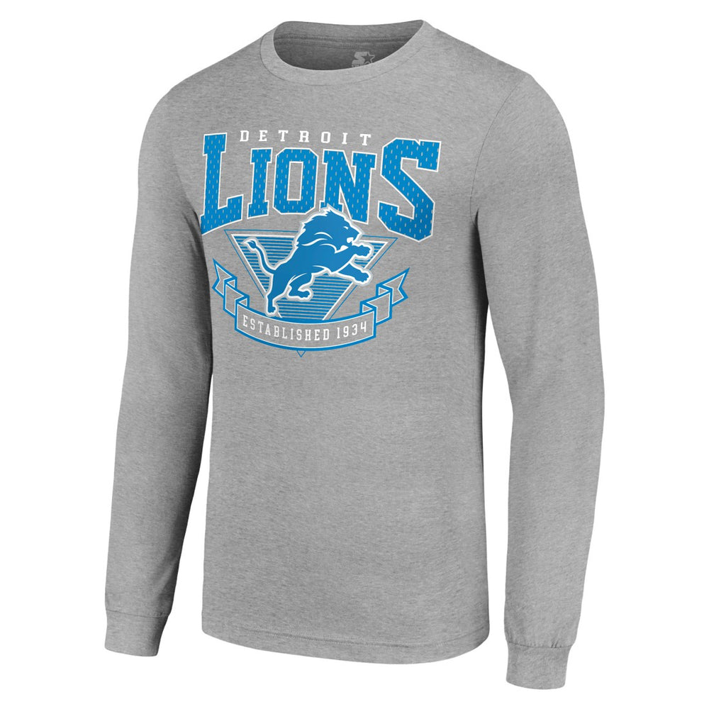 Detroit Lions Starter '80s Inspired Team Logo Long Sleeve T-Shirt - Heather Gray discount
