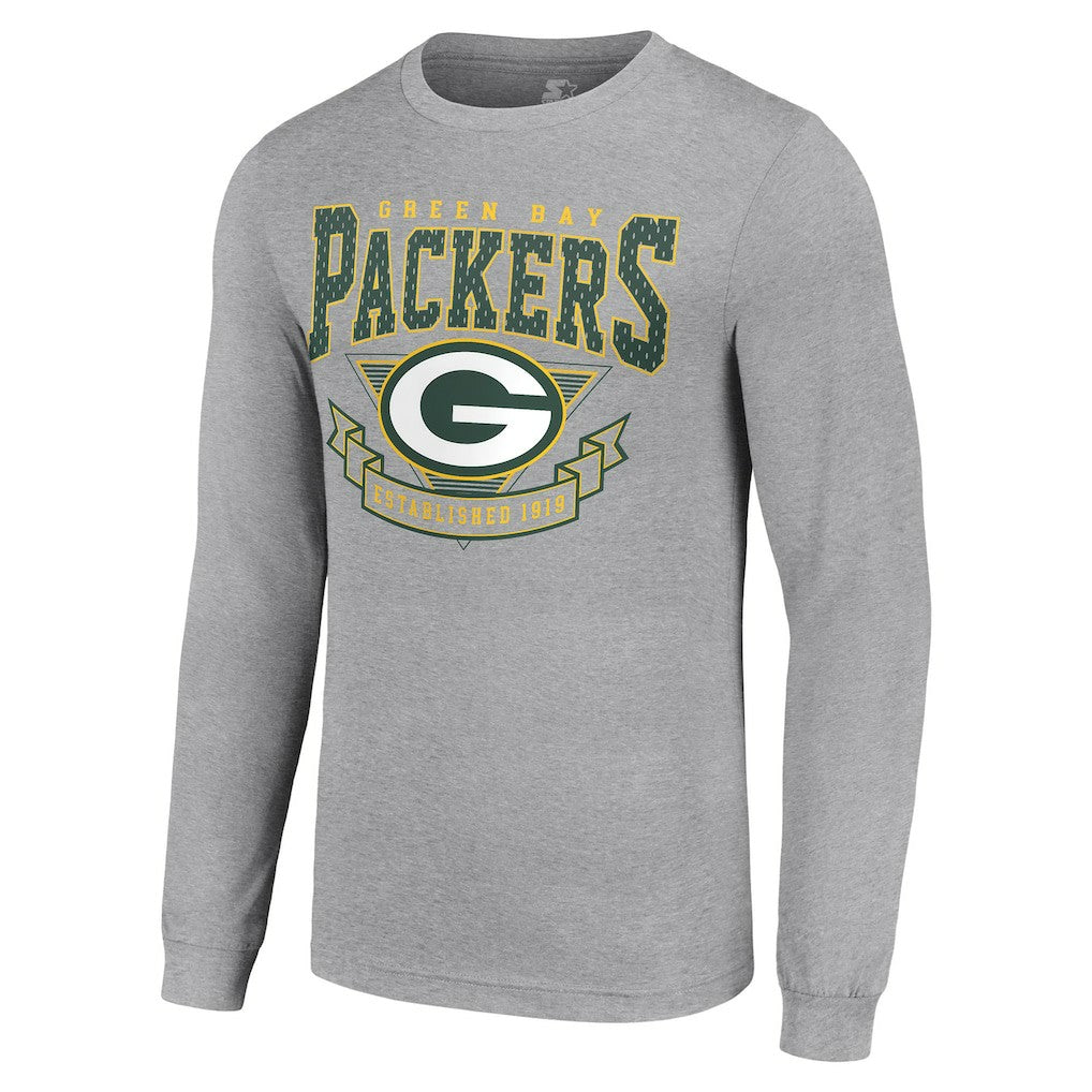 Green Bay Packers Starter '80s Inspired Team Logo Long Sleeve T-Shirt - Heather Gray discount