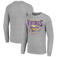 Minnesota Vikings Starter '80s Inspired Team Logo Long Sleeve T-Shirt - Heather Gray discount