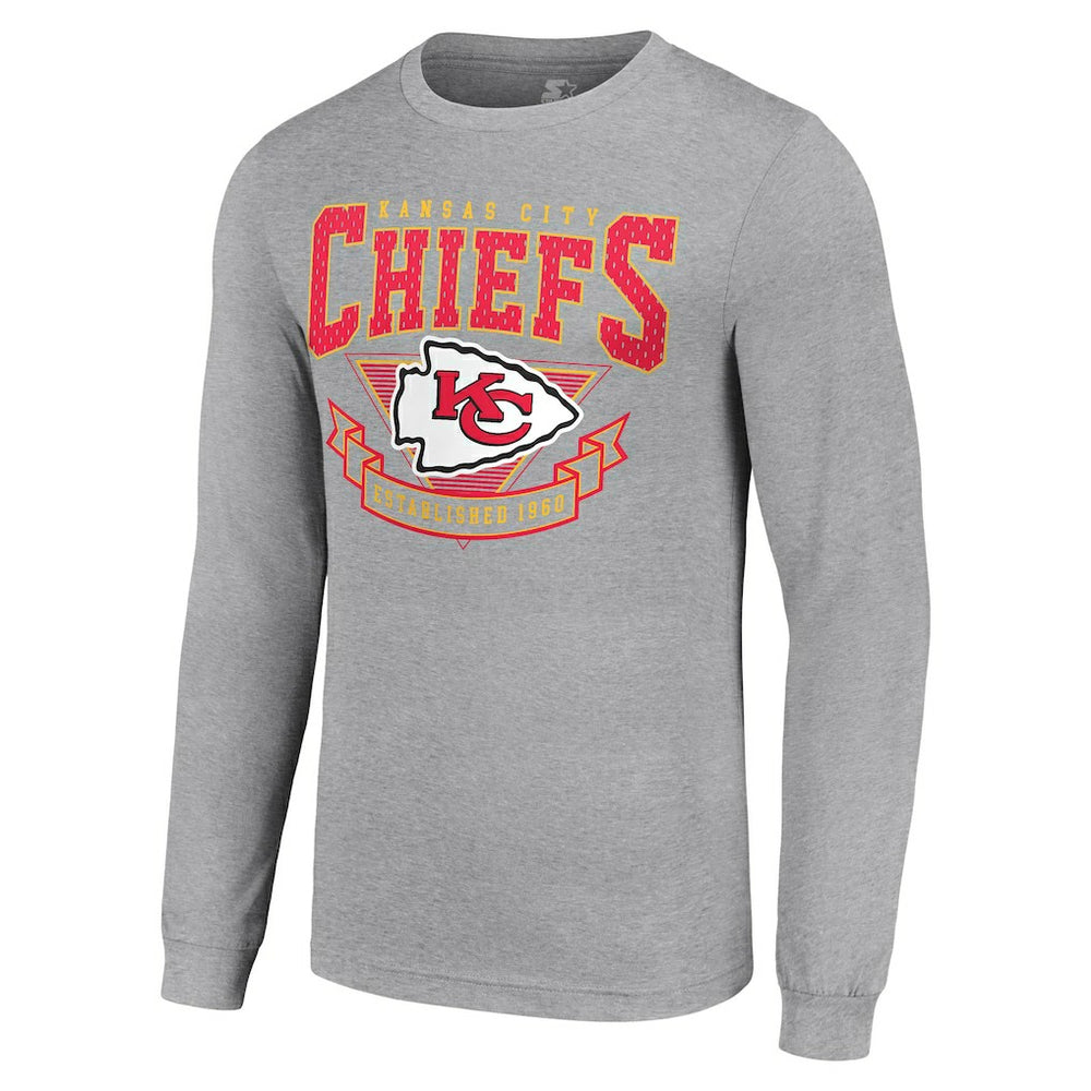 Kansas City Chiefs Starter '80s Inspired Team Logo Long Sleeve T-Shirt - Heather Gray discount