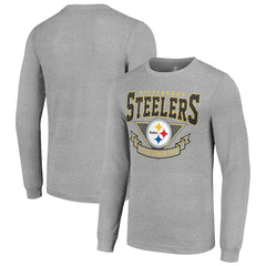 Pittsburgh Steelers Starter '80s Inspired Team Logo Long Sleeve T-Shirt - Heather Gray discount