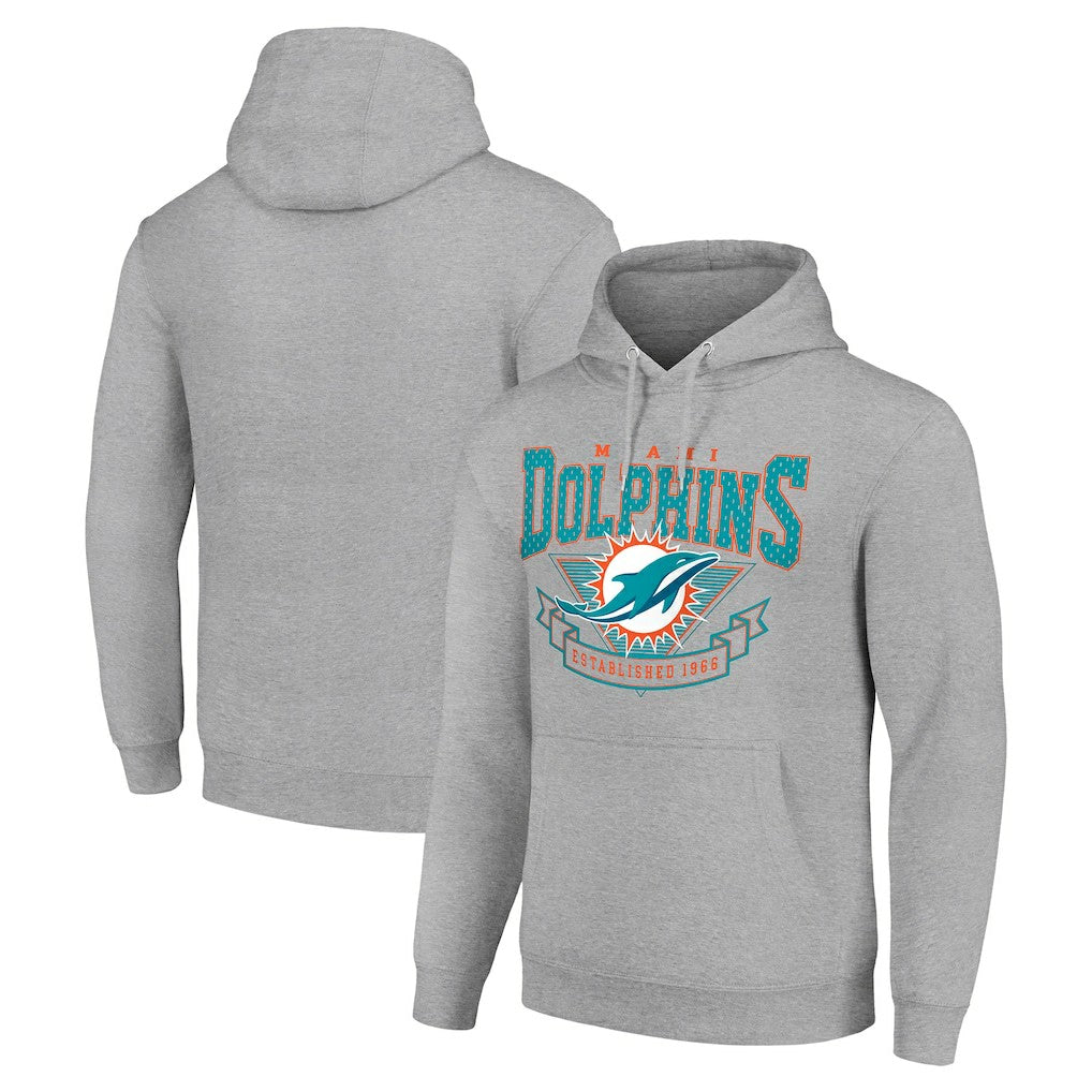 Miami Dolphins Starter ‘80s Inspired Pullover Hoodie - Heather Gray cheap
