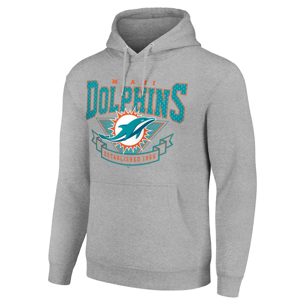 Miami Dolphins Starter ‘80s Inspired Pullover Hoodie - Heather Gray cheap