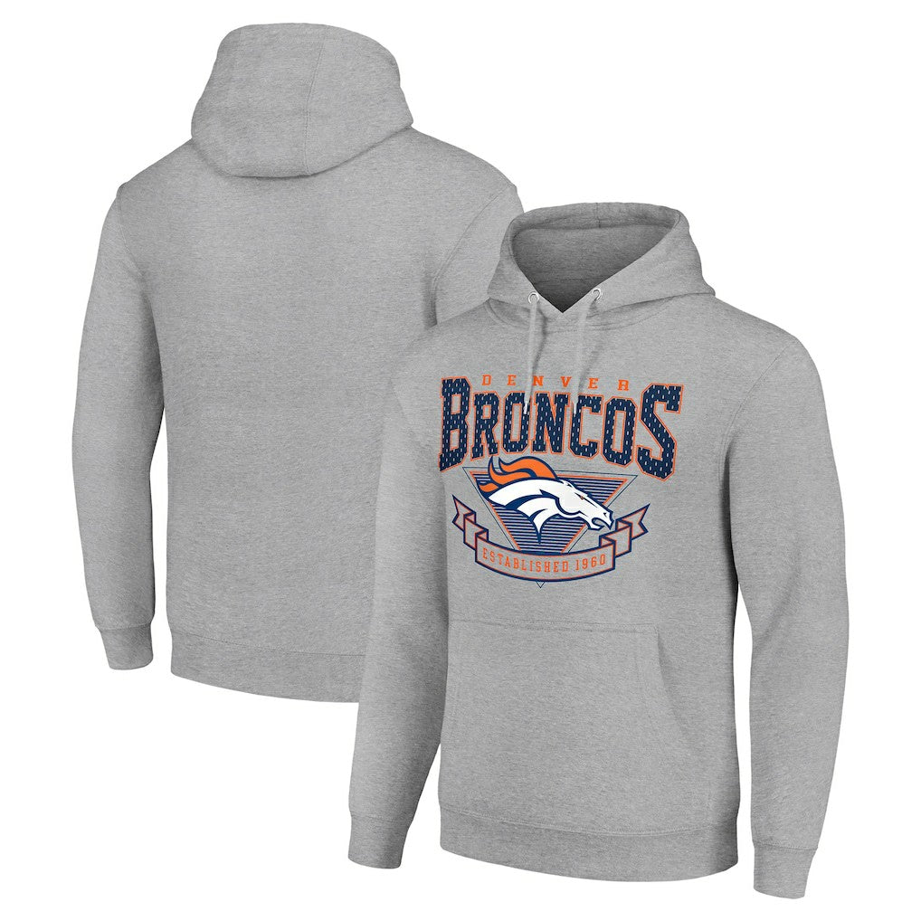 Denver Broncos Starter ‘80s Inspired Pullover Hoodie - Heather Gray discount