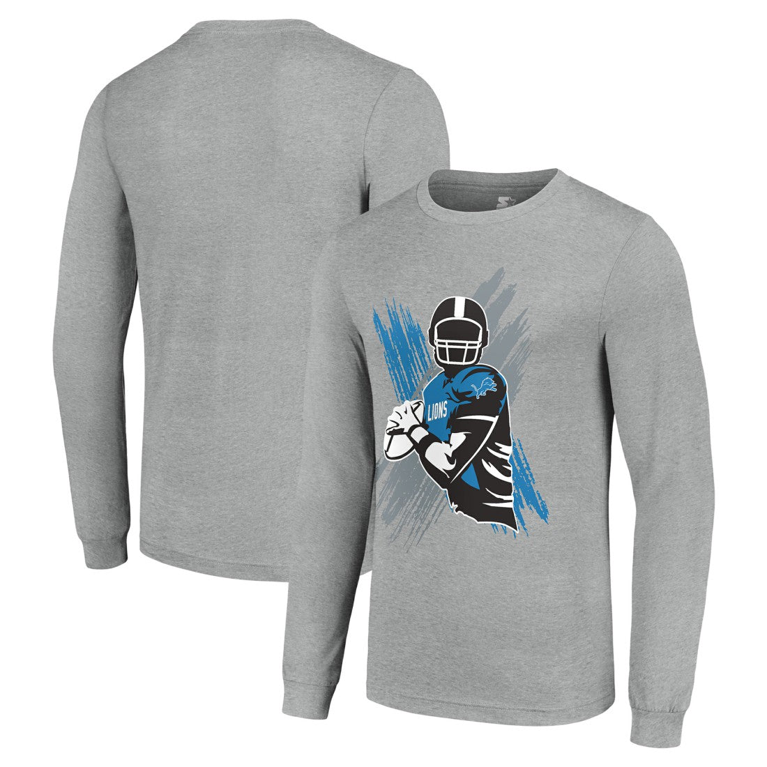 Detroit Lions Starter Player X Logo Graphic Long Sleeve T-Shirt - Heather Gray sale