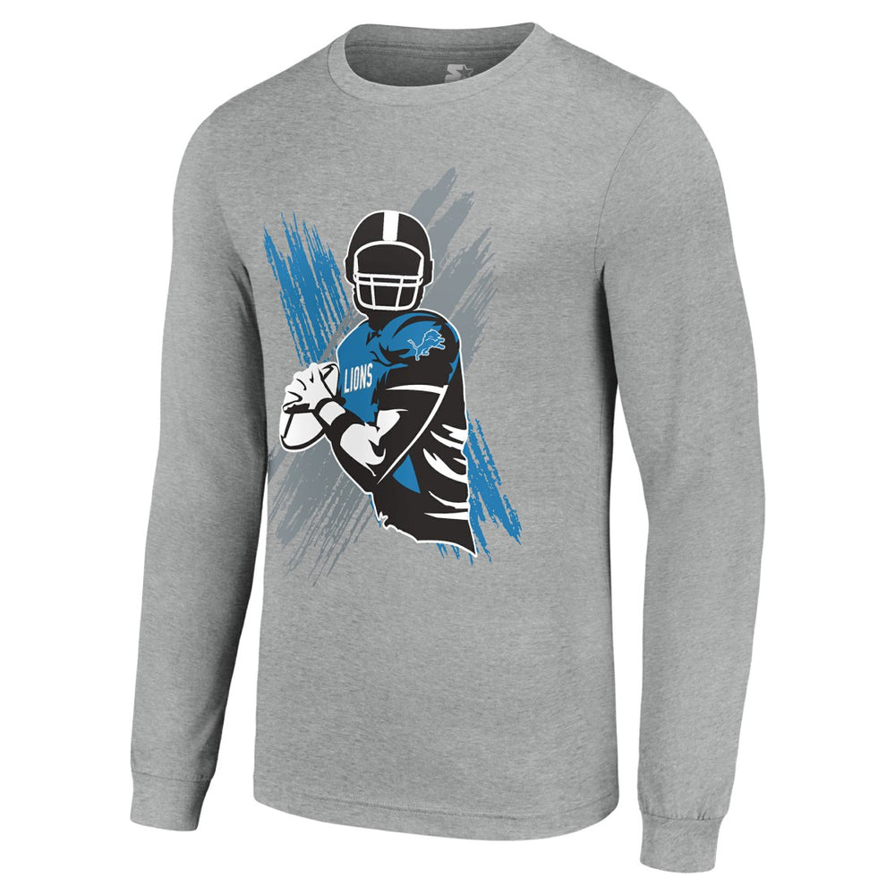 Detroit Lions Starter Player X Logo Graphic Long Sleeve T-Shirt - Heather Gray sale