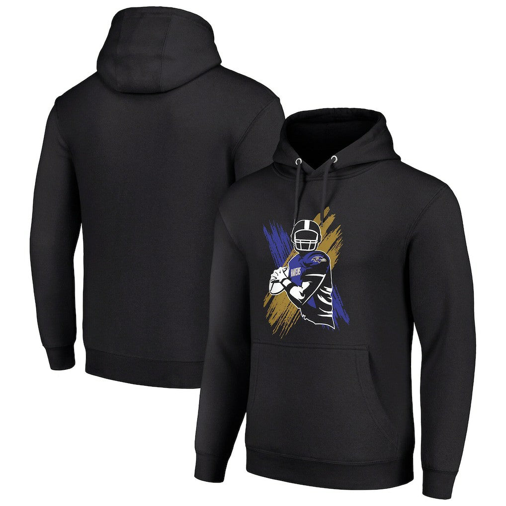 Baltimore Ravens Starter Player X Fleece Pullover Hoodie - Black on sale