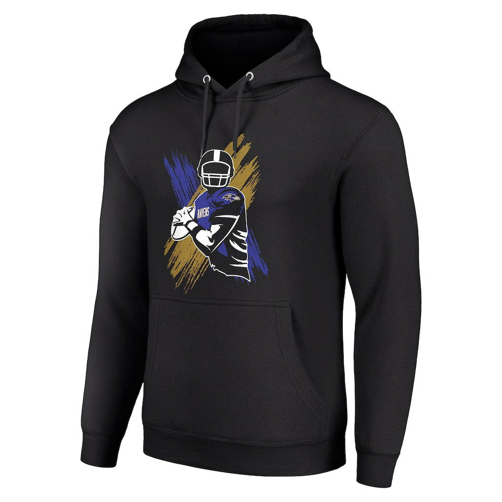 Baltimore Ravens Starter Player X Fleece Pullover Hoodie - Black on sale
