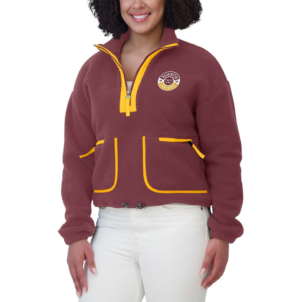 Washington Commanders WEAR by Erin Andrews Women's Polar Fleece Half-Zip Jacket - Burgundy discount
