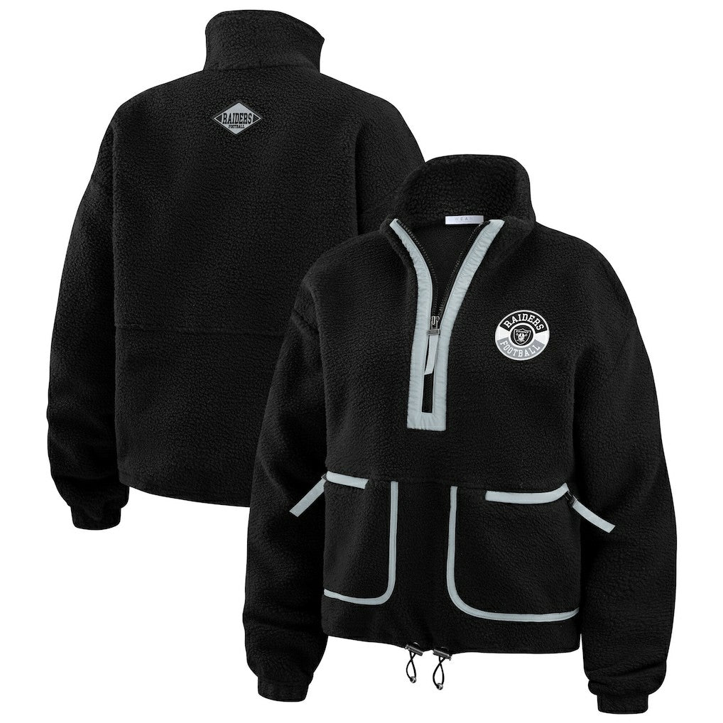 Las Vegas Raiders WEAR by Erin Andrews Women's Polar Fleece Half-Zip Jacket - Black outlet